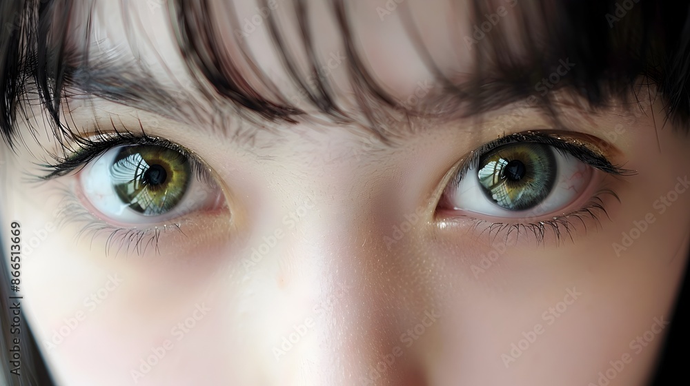 Alluring Green Eyes of a Pensive Young Woman Alluring Green Eyes of a Pensive Young Woman