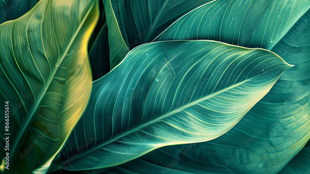 Green tropical plant close-up Green tropical plant close-up
