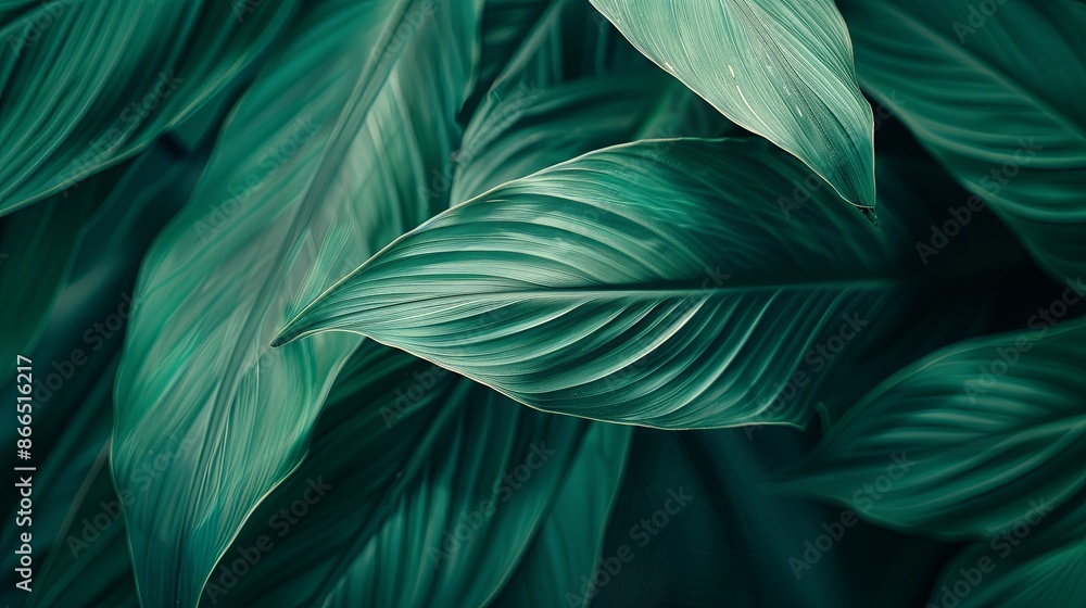 Green tropical plant close-up Green tropical plant close-up