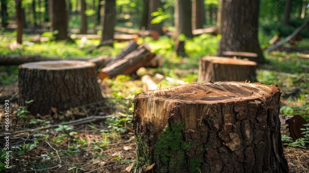 Freshly cut wood tree stumps in the forest lumber surface wood material solid timber fuel for fire Freshly cut wood tree stumps in the forest lumber surface wood material solid timber fuel for fire