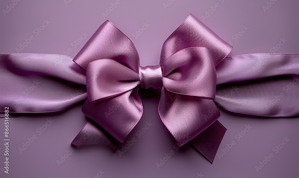 Soft lavender luxury ribbon with shiny bow for Christmas, birthday, Valentine's Day, or anniversary gift wrapping, isolated on pastel purple. Soft lavender luxury ribbon with shiny bow for Christmas, birthday, Valentine's Day, or anniversary gift wrapping, isolated on pastel purple.