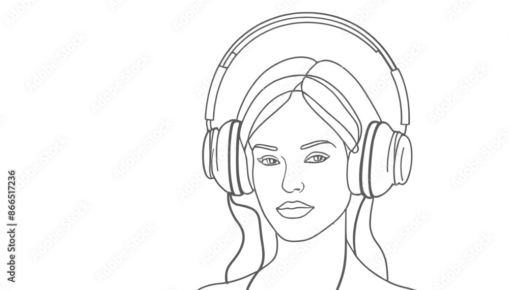 DJ Girl: Stylish Vector Illustration of Woman with Headphones DJ Girl: Stylish Vector Illustration of Woman with Headphones