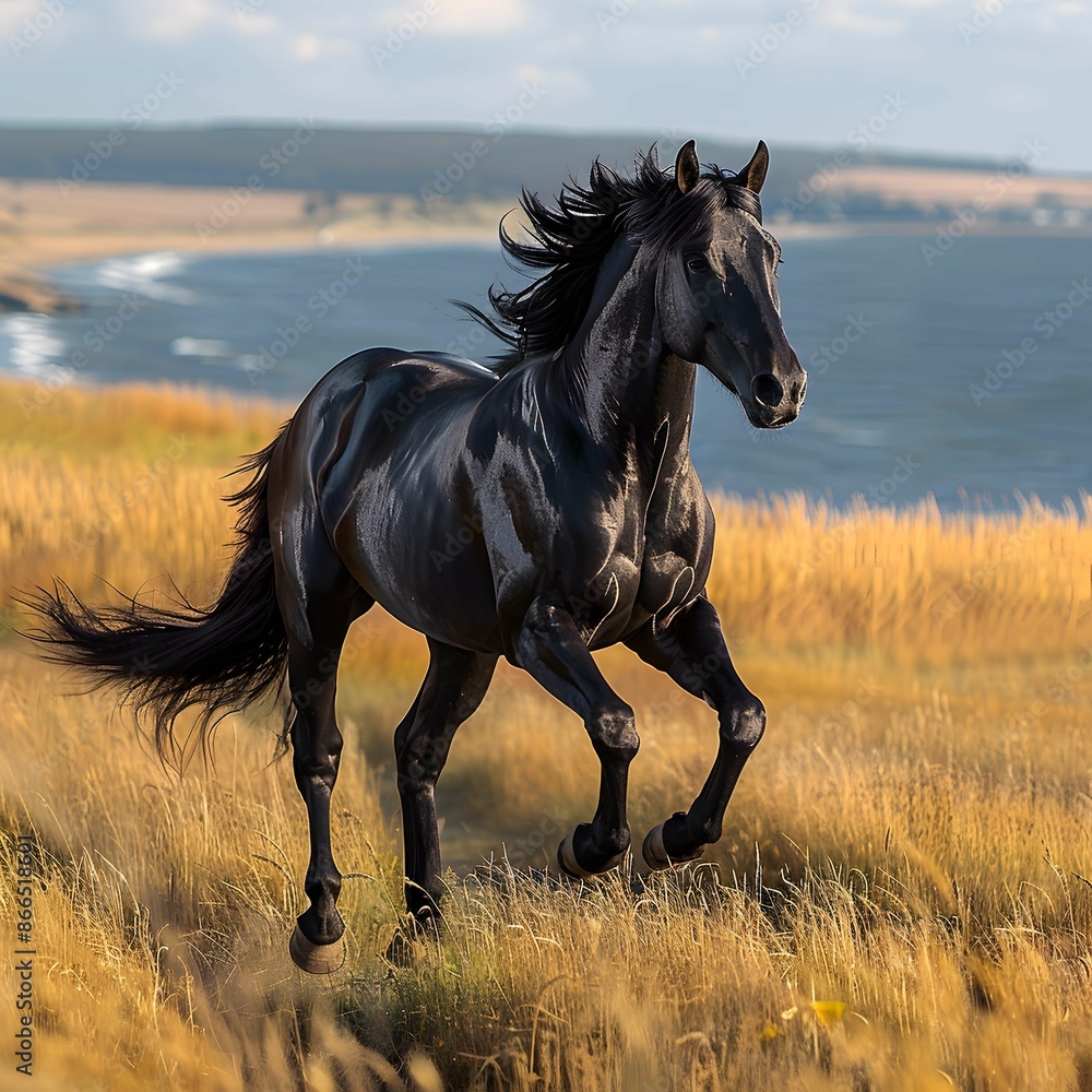 Flowing mane of galloping horse. Flowing mane of galloping horse.