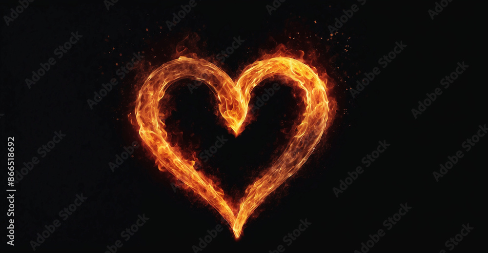 fire forming love on black background fire forming love on black background