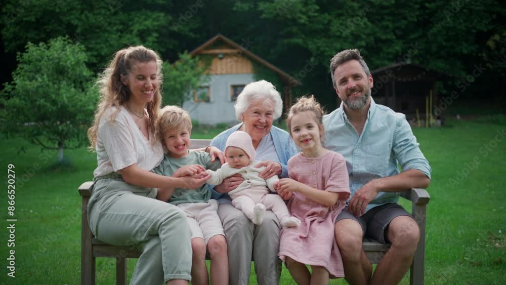 Video of multigenerational family at garden, enjoying together time. Family moment in backyard, spending quality time outdoors together. Video of multigenerational family at garden, enjoying together time. Family moment in backyard, spending quality time outdoors together.