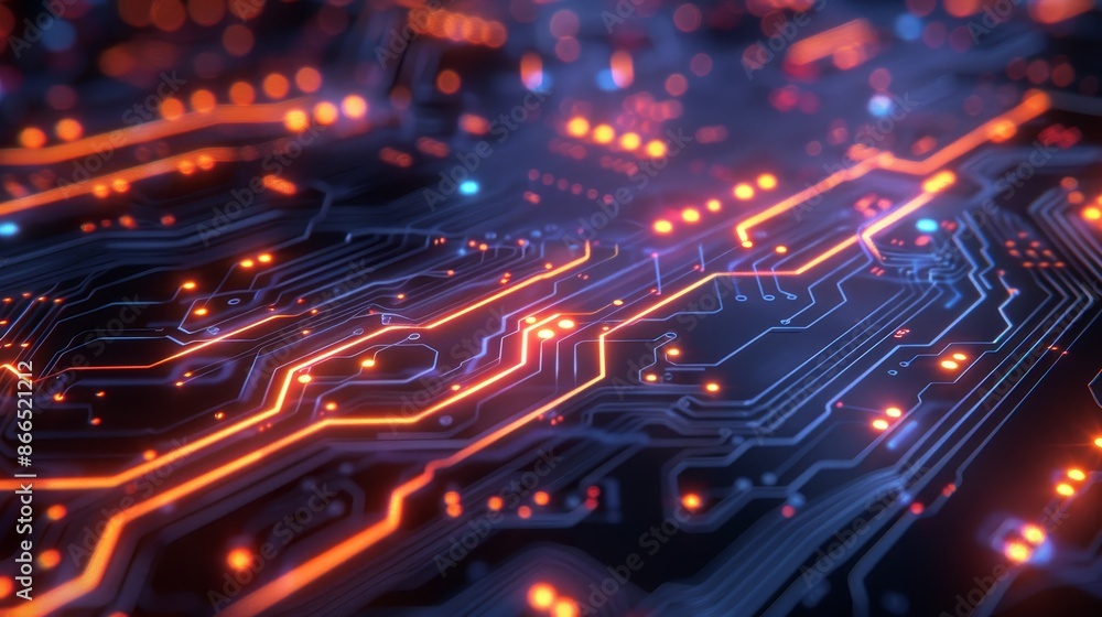Glowing Digital Circuit Board Pattern - Futuristic Technology Background Glowing Digital Circuit Board Pattern - Futuristic Technology Background