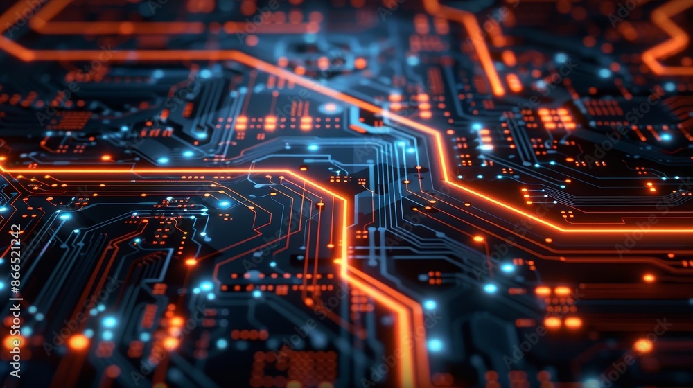 Glowing Digital Circuit Board Pattern for Technology Background Concept Glowing Digital Circuit Board Pattern for Technology Background Concept