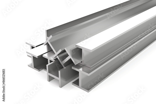 I beam. Metal steel products. steel galvanized. metal industry. 3D rendering.