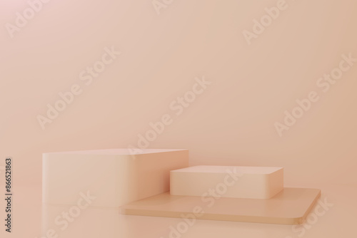 3D podium. Skin tone color. Abstract scene for product simulation. 3D rendering.