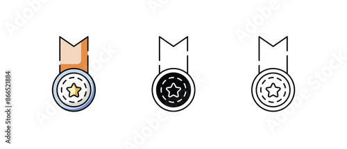 Medel icons vector set stock illustration