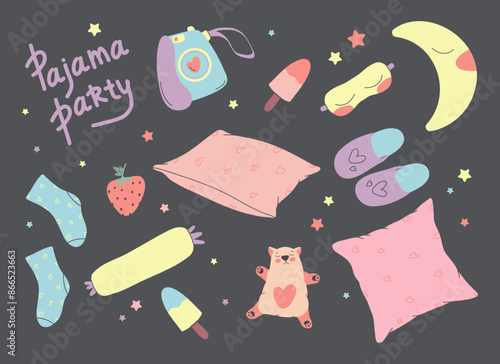 Girlish pajama  accessories party supplies,. Funny weekends with friends at home