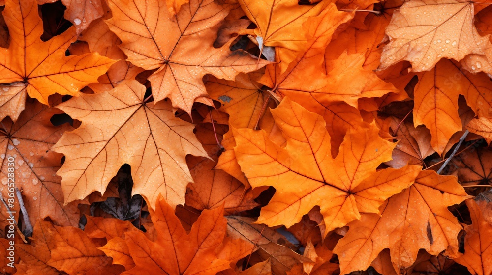 Orange leaves forming a beautiful pattern on the ground in autumn Orange leaves forming a beautiful pattern on the ground in autumn