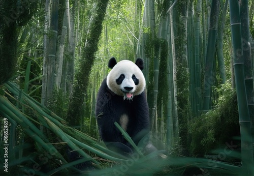 Giant panda, the giant panda is Endangered species photo