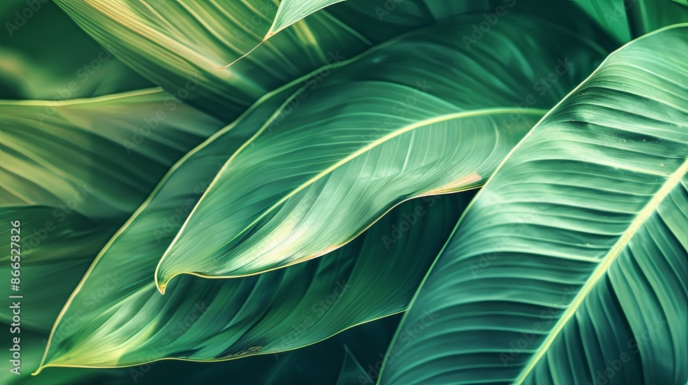 Green tropical plant close-up Green tropical plant close-up