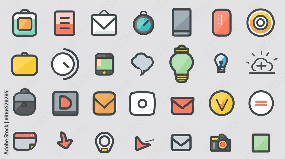 The creation of an icon set requires consistency in style and proportion, ensuring a cohesive visual language across an interface or brand. The creation of an icon set requires consistency in style and proportion, ensuring a cohesive visual language across an interface or brand.