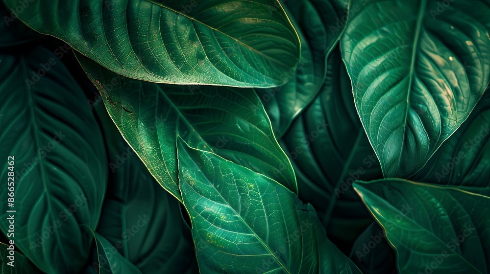 Green tropical plant close-up Green tropical plant close-up