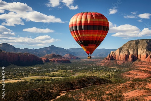 Sedona balloon spectacular view of red formations., generative IA