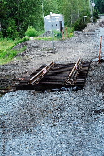 Canvas Print Section of railway track on hardcore for disposal