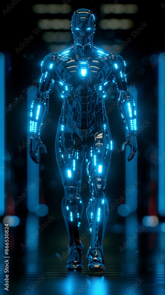 Futuristic Robot in Science Fiction Setting Futuristic Robot in Science Fiction Setting