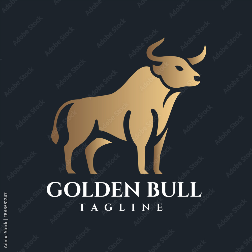 Modern and elegant Gold Bull Logo vector design with Black Bull background can be used for Financial Companies, Restaurants Modern and elegant Gold Bull Logo vector design with Black Bull background can be used for Financial Companies, Restaurants