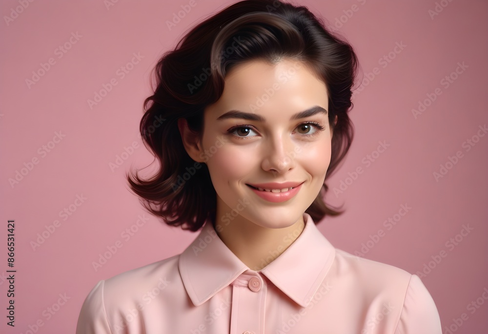 Beautiful elegant woman front view smiling photo Beautiful elegant woman front view smiling photo