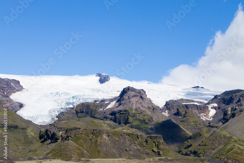 Haalda glacier side view, south Iceland landscape. photo