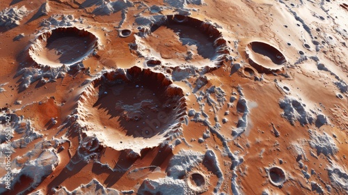 Close-up of Mars red dust, icy poles, and textured landscape photo