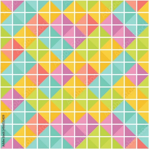 seamless square background of many  coloured triangle photo