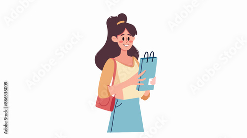 Online shopping concept. Young woman with package 