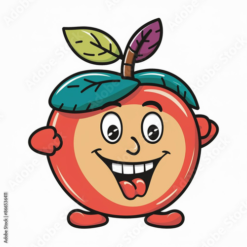 Cheerful apple mascot The mascot with a round appleshaped body photo