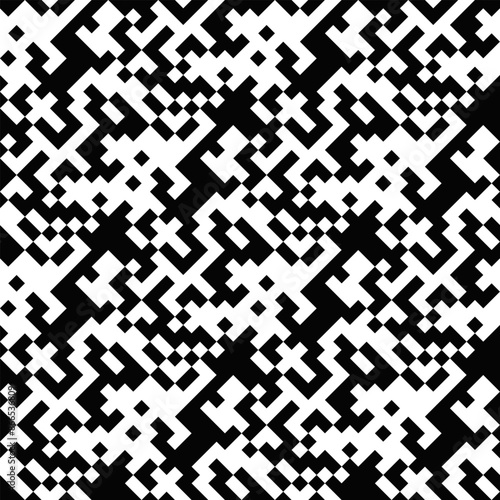 Random black and white geometrical pattern background design - monochrome vector illustration