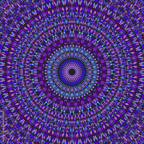 Geometrical abstract psychedelic ornament background design - hypnotic circular colorful vector graphic from curved stones