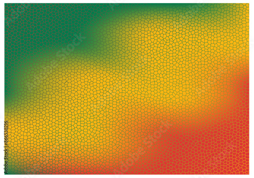 Mesh gradient with stained-glass mosaic texture. Red, green, yellow colors. Abstract banner. Black history month. Juneteenth. 