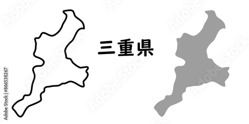 シンプルな日本の三重県の地図イラスト