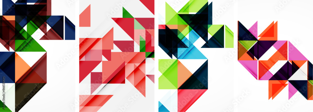 Set of abstract random triangle composition backgrounds. Vector illustration for for wallpaper, business card, cover, poster, banner, brochure, header, website Set of abstract random triangle composition backgrounds. Vector illustration for for wallpaper, business card, cover, poster, banner, brochure, header, website