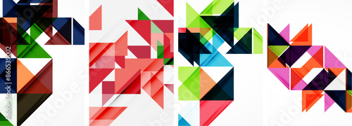 Set of abstract random triangle composition backgrounds. Vector illustration for for wallpaper, business card, cover, poster, banner, brochure, header, website
