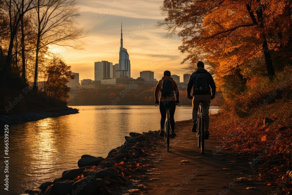 Cumberland River Greenway landscape in Nashville, USA., generative IA