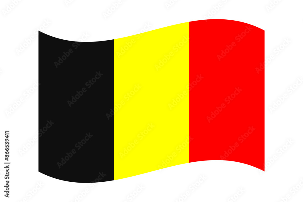 Fototapeta premium Vector illustration of wavy Belgium flag on transparent background
