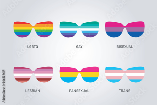 Lgbt pride month flags shades collection set