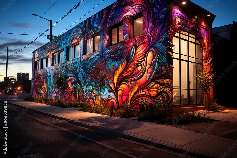 Vibrant art scene in the Los Angeles District of Arts., generative IA