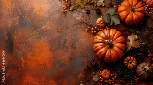 Thanksgiving background with a harvest theme and ample space for text photo