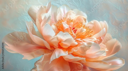 Exquisite Pastel Peony Bloom Close-Up