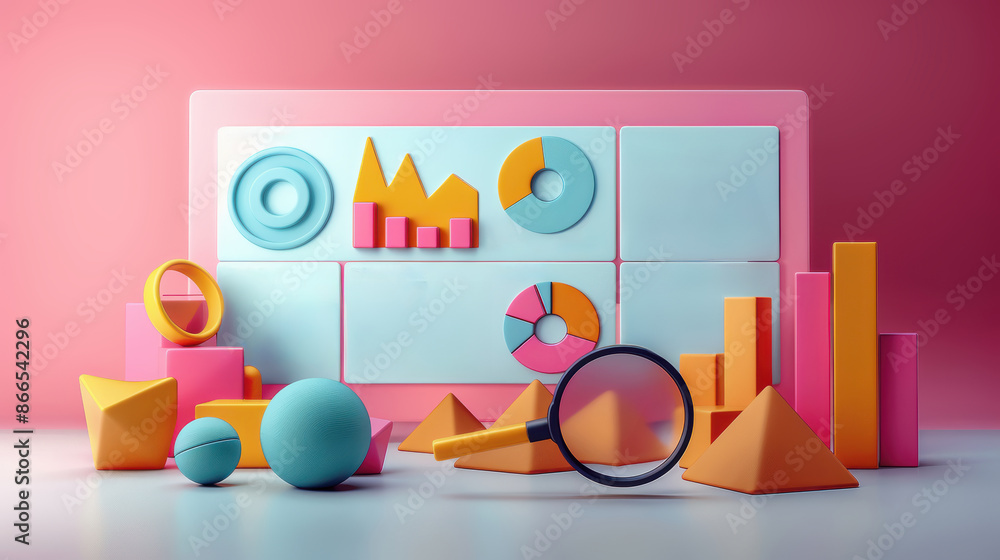 A 3D data analysis dashboard with various charts, graphs, and other visual elements. A 3D data analysis dashboard with various charts, graphs, and other visual elements.