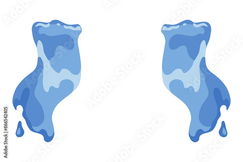 Cartoon tear drops icon. Sorrow cry streams, tear blob. Crying fluid, falling blue water drops. Isolated vector for sorrowful character weeping expression. Wet grief droplets