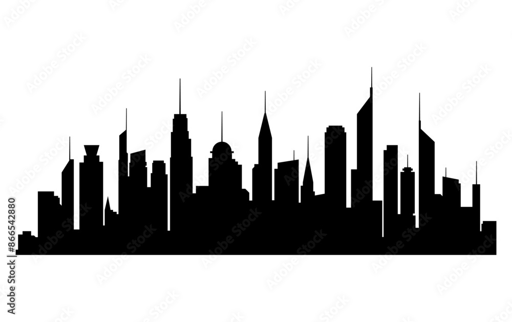 Black cities silhouette collection. Horizontal skyline set in flat style isolated on white. Cityscape, urban panorama of night town. Black cities silhouette collection. Horizontal skyline set in flat style isolated on white. Cityscape, urban panorama of night town.