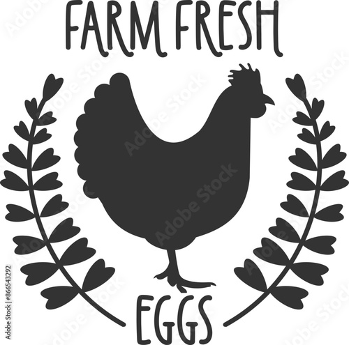 Farm fresh eggs, chicken vector graphic