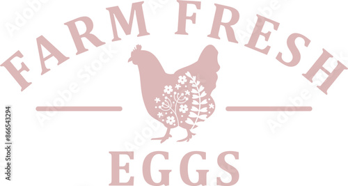 Farm fresh eggs, chicken vector graphic