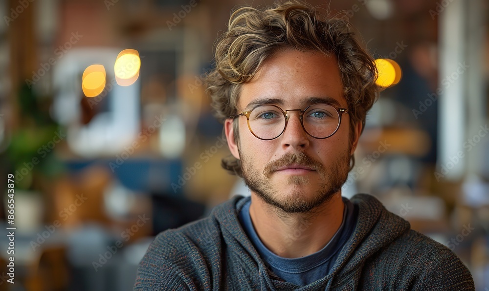 A young professional, set against a backdrop of a co-working space, signifies ambition and modern work environment. A young professional, set against a backdrop of a co-working space, signifies ambition and modern work environment.