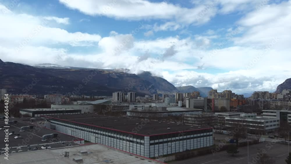 Bird's eye view of the transport links in Grenoble, France Bird's eye view of the transport links in Grenoble, France