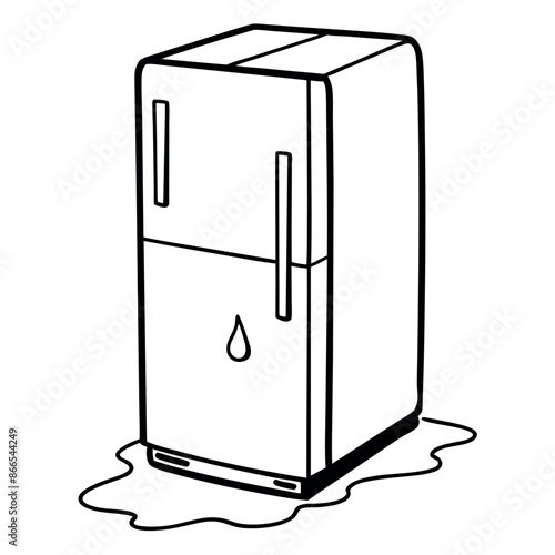 Hand-drawn coloring page refrigerator with a single line of art
